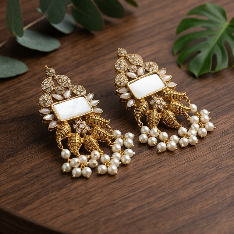 Nisa Élan Earrings - Pearl White