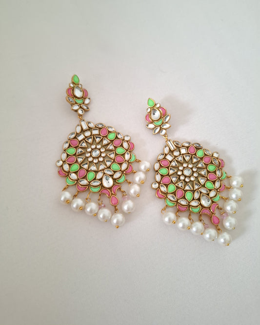 Gulabi noor earring & Tikka
