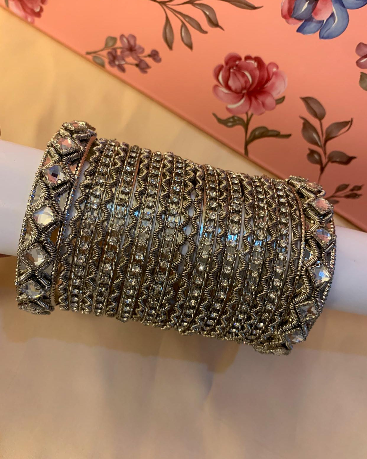 Silver Metal Bangle Set