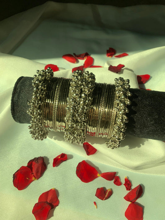 Noorani Charm Bangles - Silver