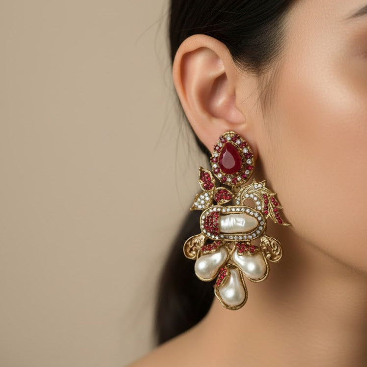Mehroon Turkish Drop Earrings