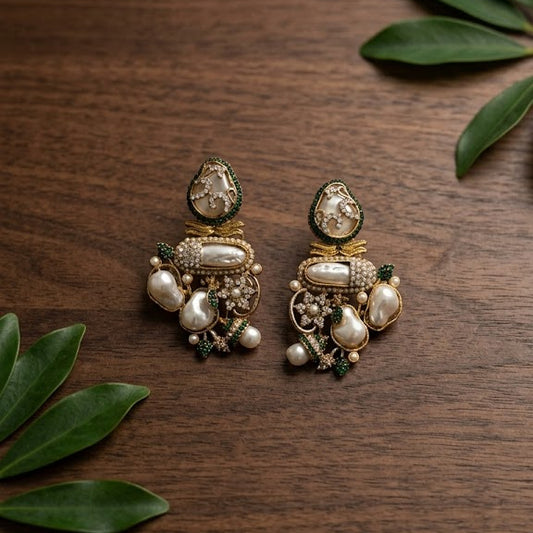 Aurielle Mehroon & Emerlad Turkish Earrings