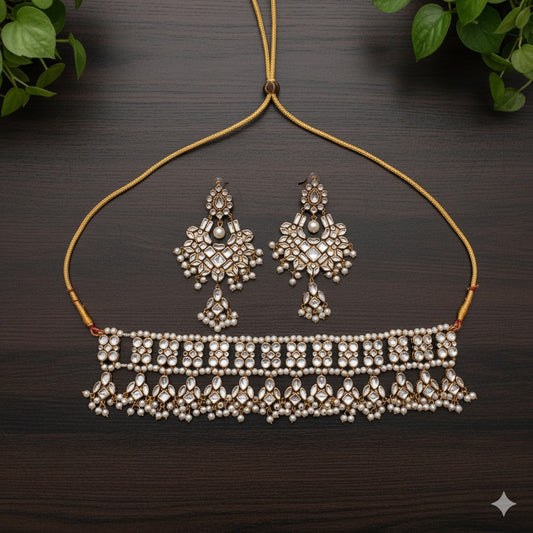 Rajwada Pearl kundan Set