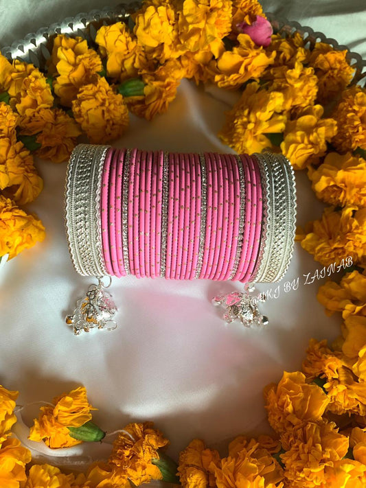 Silver Blossom Bangle Set