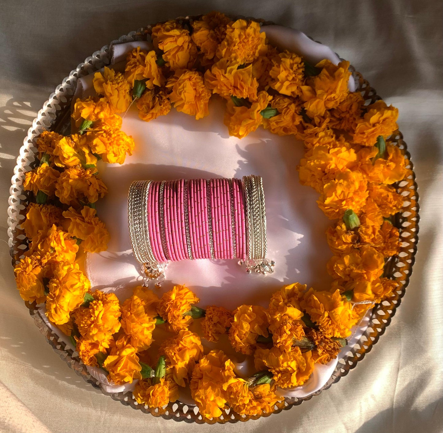 Silver Blossom Bangle Set