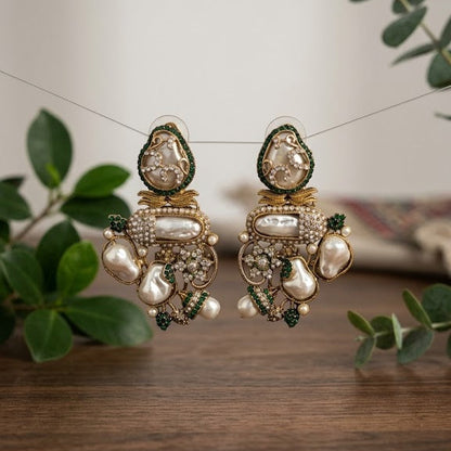 Aurielle Mehroon & Emerlad Turkish Earrings