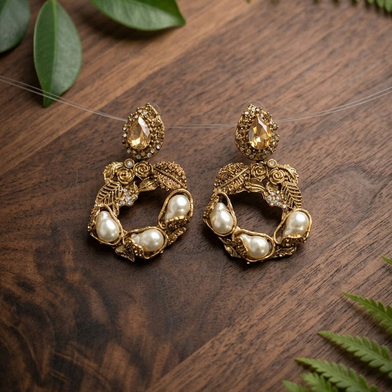 Sultana Mehroon Drop Earrings