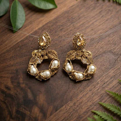 Sultana Mehroon Drop Earrings