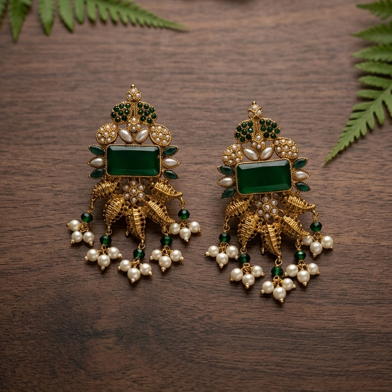 Nisa Élan Earrings - Bottle Green