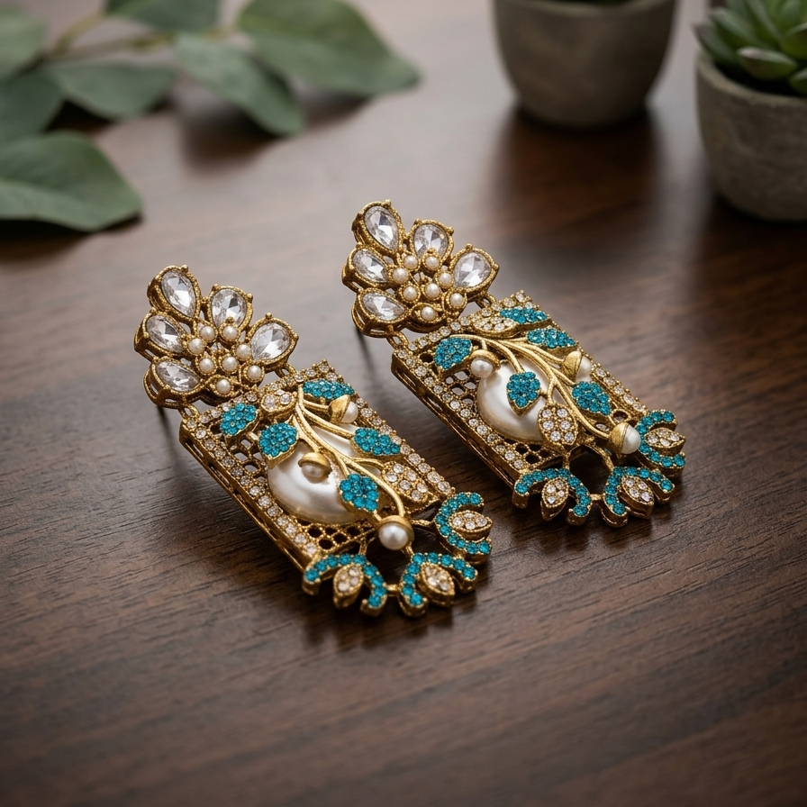 Nooré Zehra – Turkish Inspired Earrings (Ferozi)