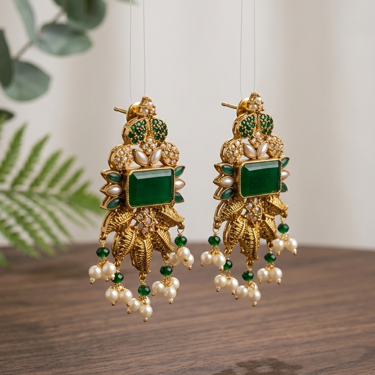 Nisa Élan Earrings - Bottle Green