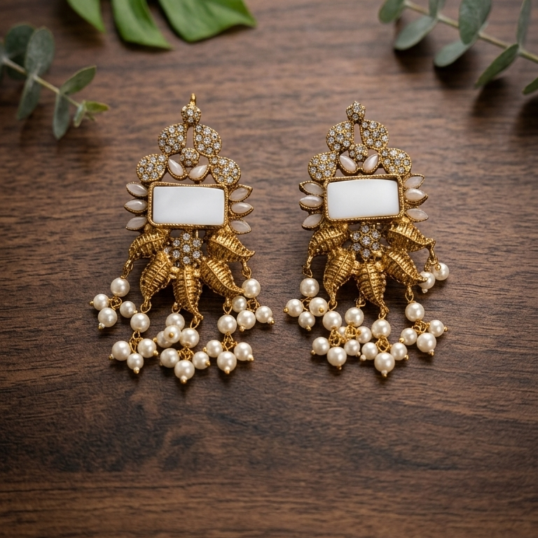 Nisa Élan Earrings - Pearl White
