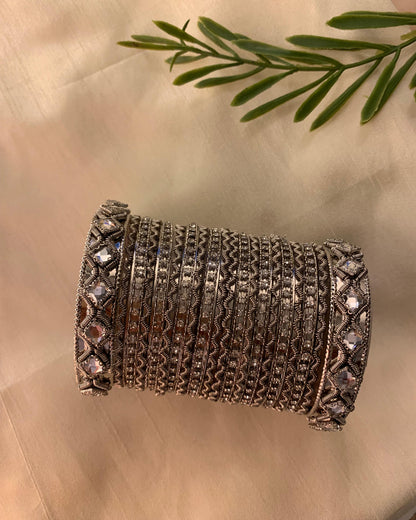 Silver Metal Bangle Set