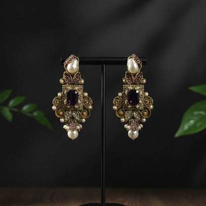 Esra Shine Earrings - Purple