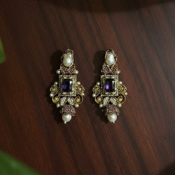 Esra Shine Earrings - Purple