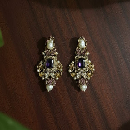 Esra Shine Earrings - Purple