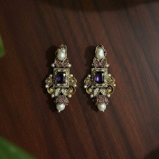 Esra Shine Earrings - Purple