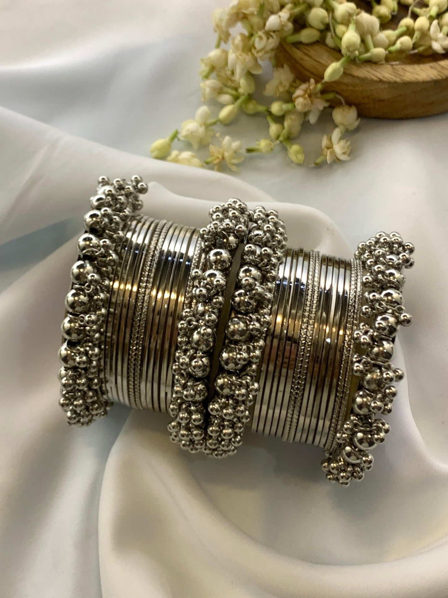 Noorani Charm Bangles - Silver