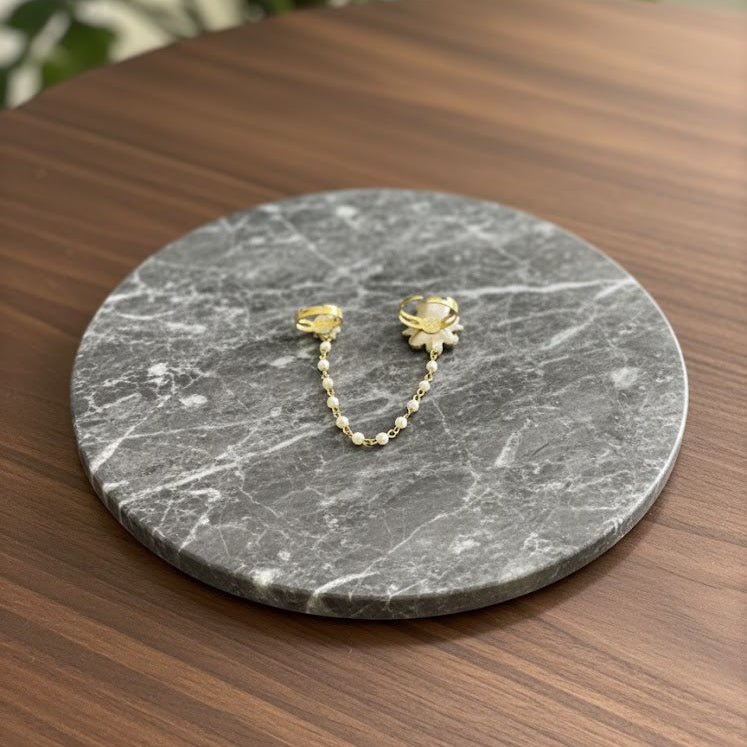 Double ring - Silver & Red Combo