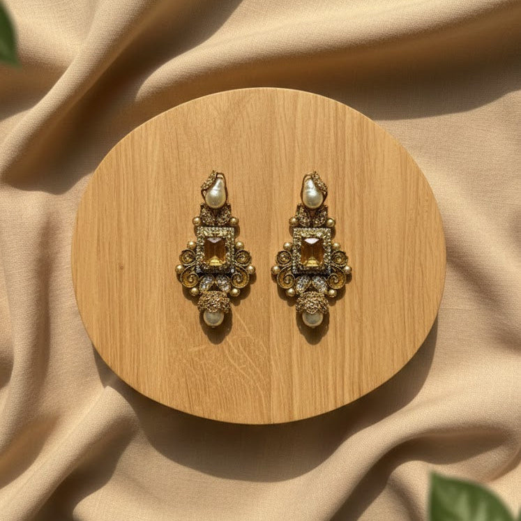 Esra Shine Earrings - Champange