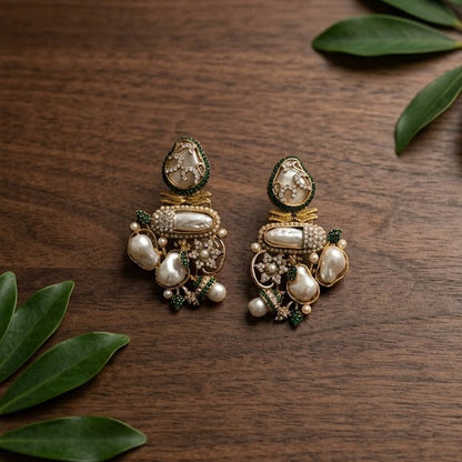 Aurielle Mehroon & Emerlad Turkish Earrings
