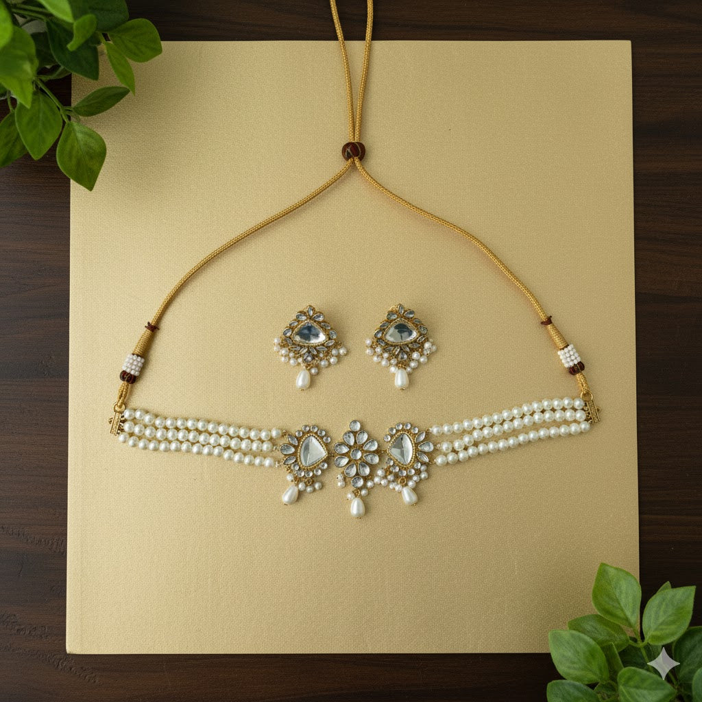 Bahawalpuri Choker Set - Golden base