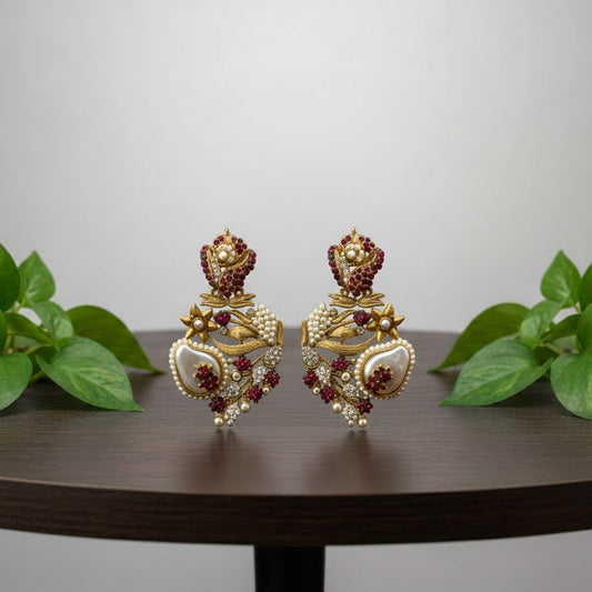 Sultan Pearl & Ruby – Turkish Earrings