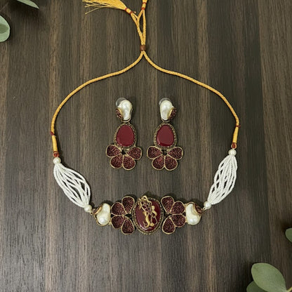 Sultan Ruby Aura – Mehroon Turkish Choker Set