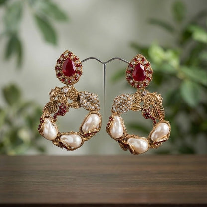 Sultana Mehroon Drop Earrings