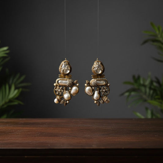 Aurielle Pearl Gold Turkish Earrings