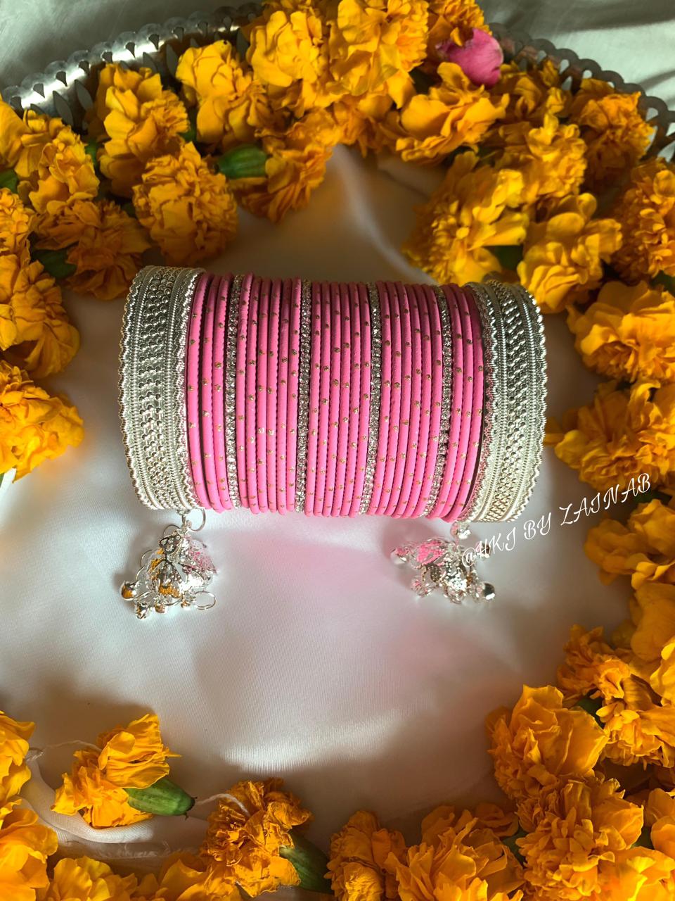 Silver Blossom Bangle Set