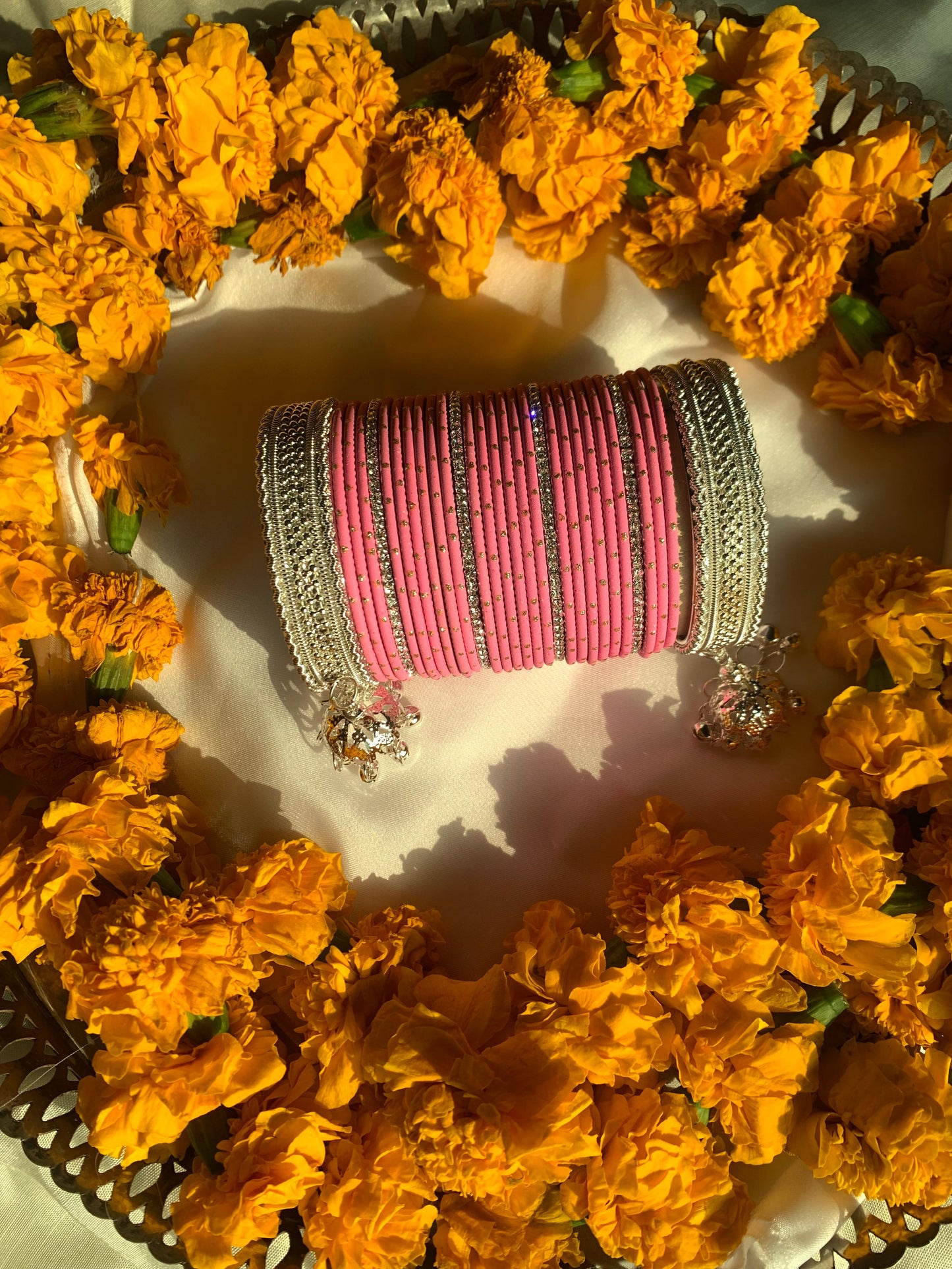 Silver Blossom Bangle Set