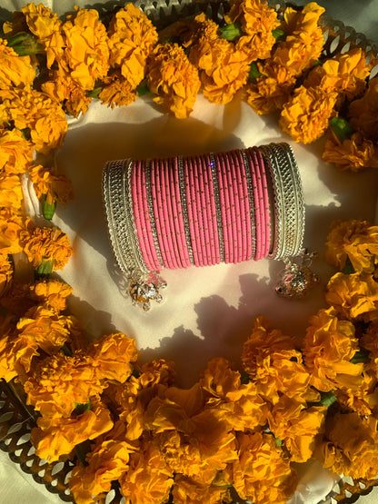 Silver Blossom Bangle Set