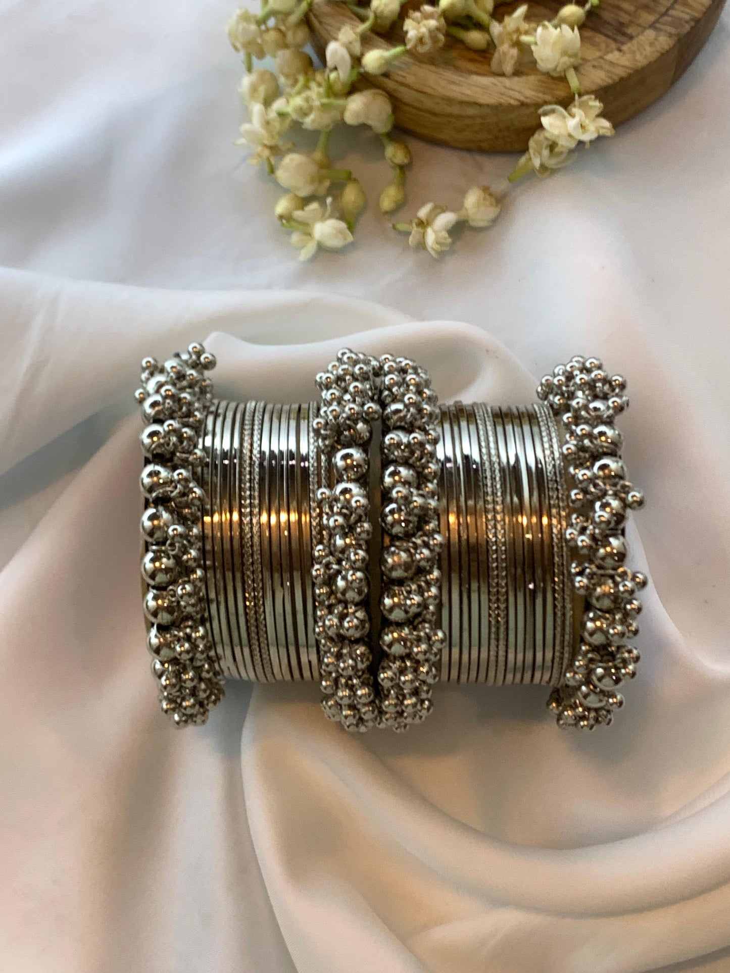 Noorani Charm Bangles - Silver