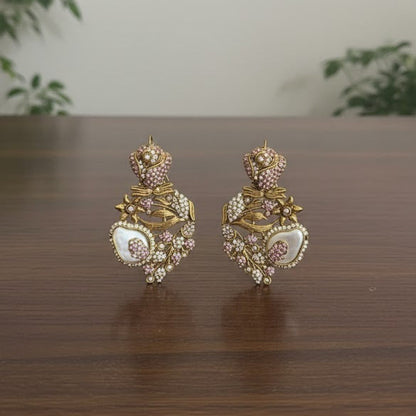 Sultan Pink Pearl Turkish Earrings