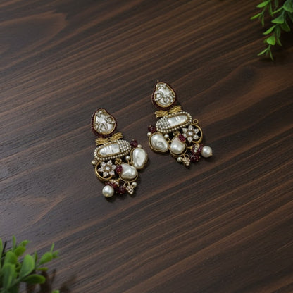 Aurielle Mehroon & Emerlad Turkish Earrings